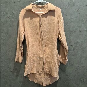Womens Tan Collared Shirt Dress